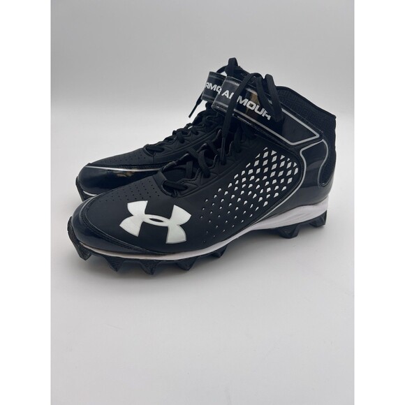 Under Armour Renegade RM Mid Football Cleats Black White Men’s 9 - Picture 3 of 7